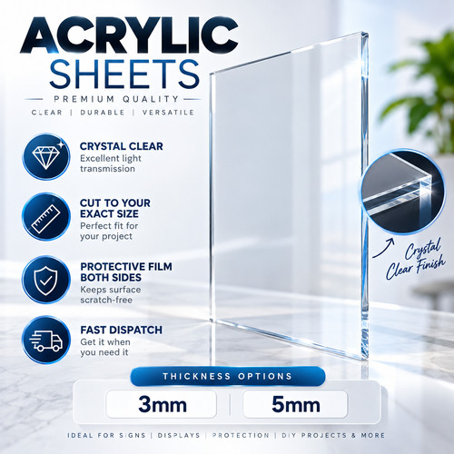 Clear perspex acrylic sheet - clear,